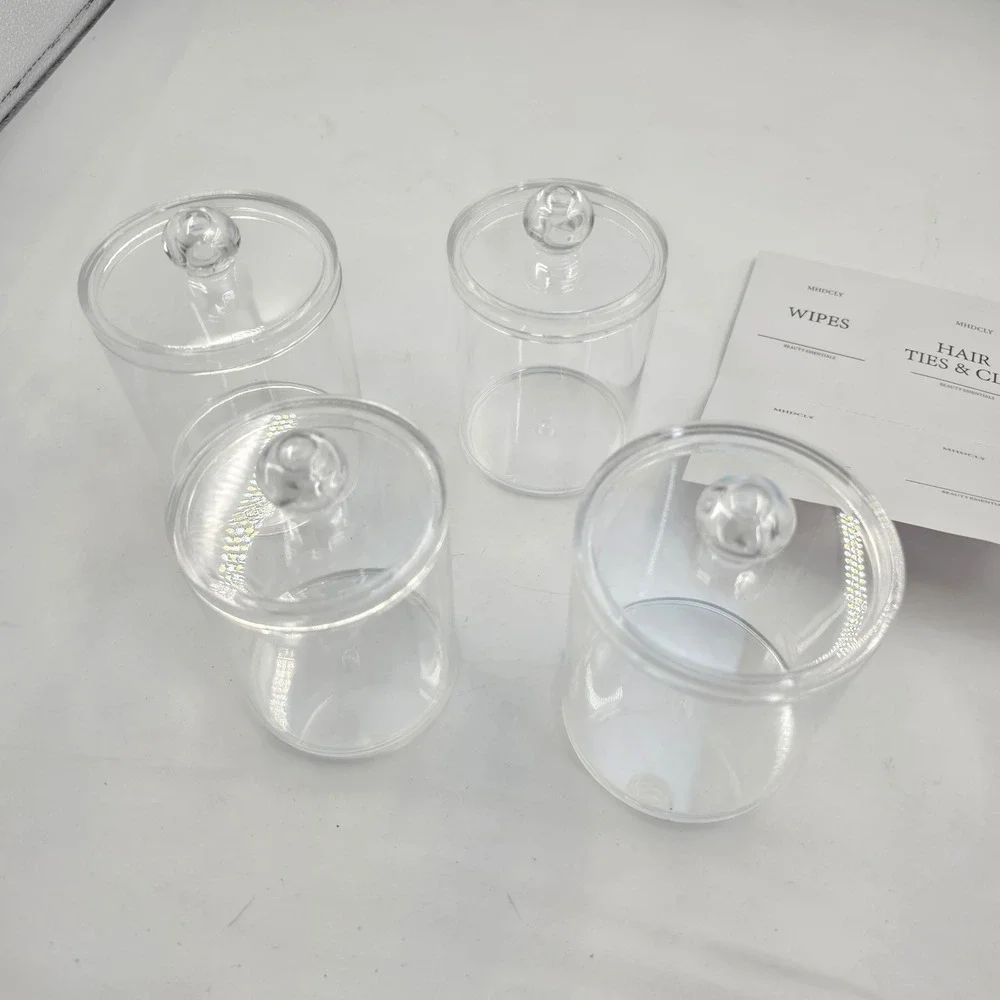 MHDCLY 4 Pack Bathroom Organizer Clear Apothecary Jars Vanity Storage L4